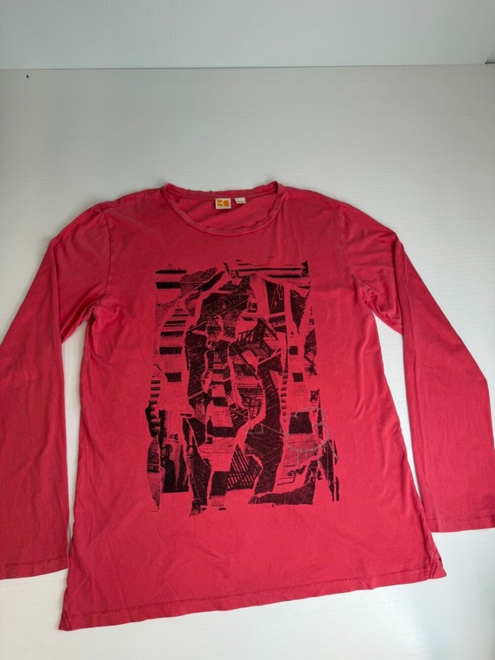 Boss Orange Shirt Men Extra Large Long Sleeve Graphic Art Retro Work Party Ex